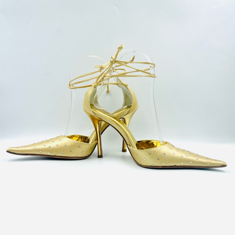 Rare Rodo Italy Crystal Accented Golden Heels